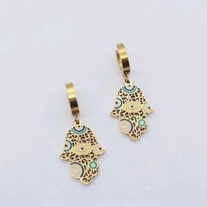 NWT 18K Gold Over Stainless Steel Evil Eye Earrings